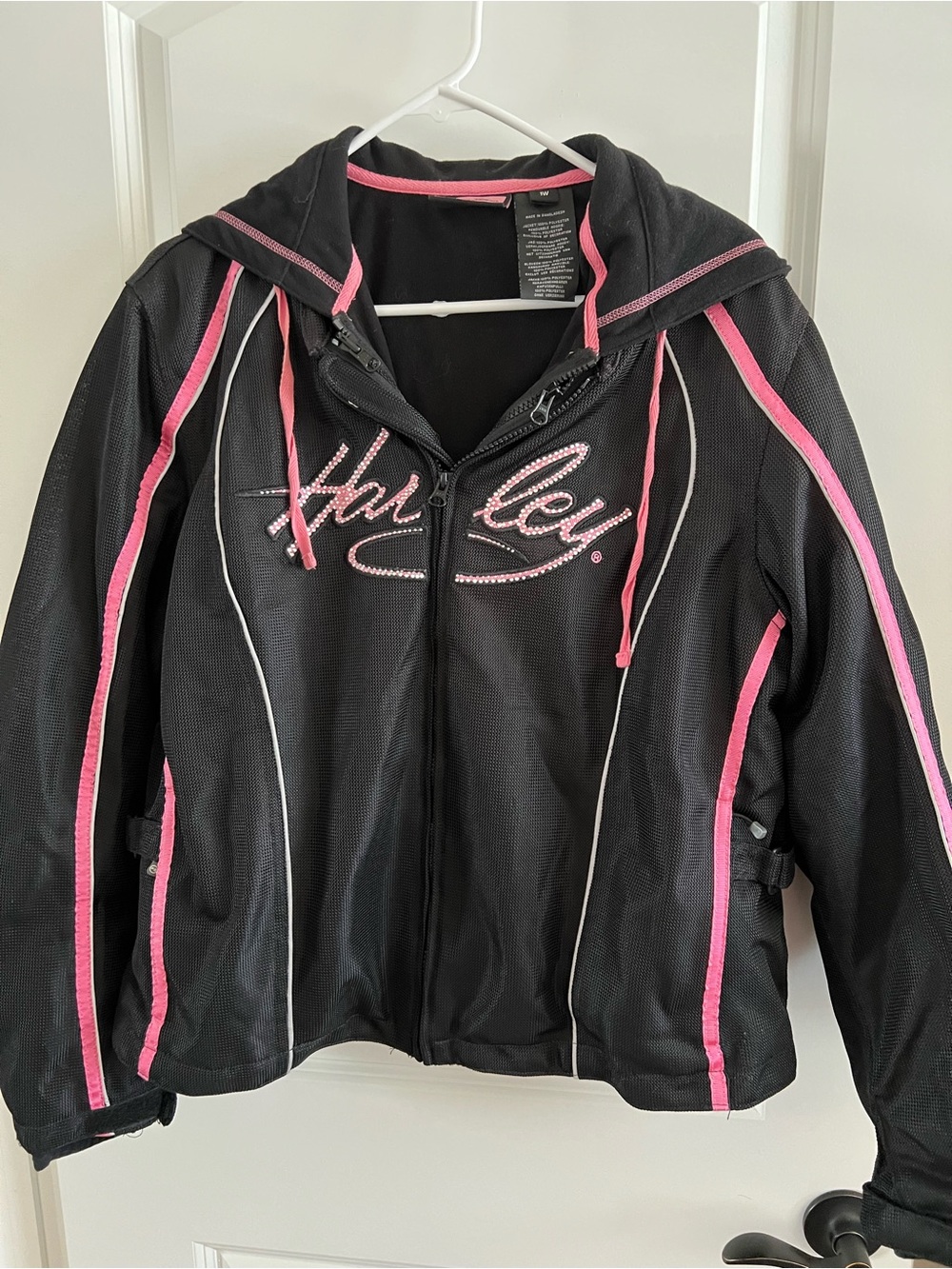 Harley-Davidson Black and Pink Women's Zip Hoodie Jacket